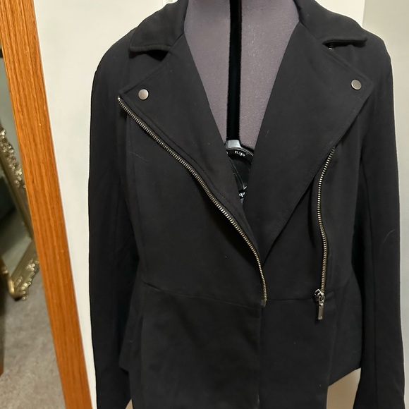 Torrid Black Moto Jersey Knit Jacket zipper and snap details - Picture 2 of 5